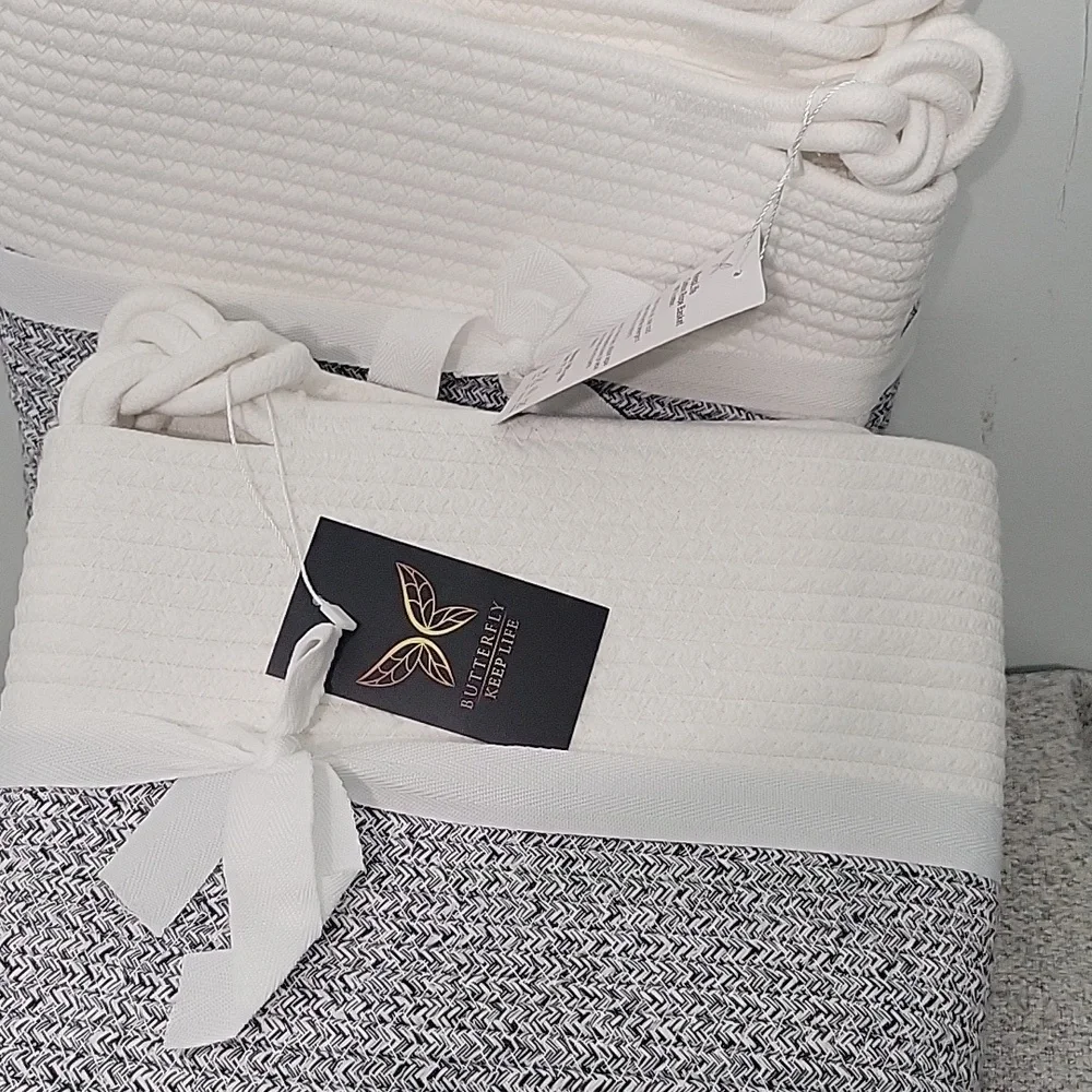 Cotton Rope Basket  Set Of 2 15x13 In